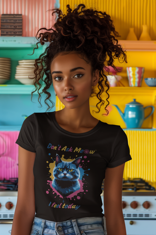 Vibrant Cat Mood Paint Splash Tee – Don’t Ask Meow™ T-Shirt