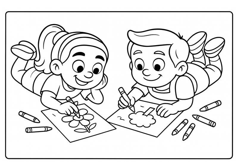 Don't Ask Meow Colouring Page - Maya and Oliver colouring