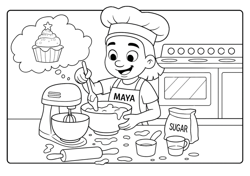 Don't Ask Meow Colouring Page - Maya baking