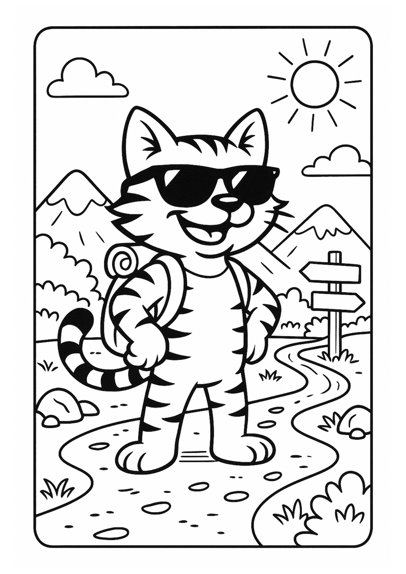 Don't Ask Meow Colouring Page - Shrugz on Adventure