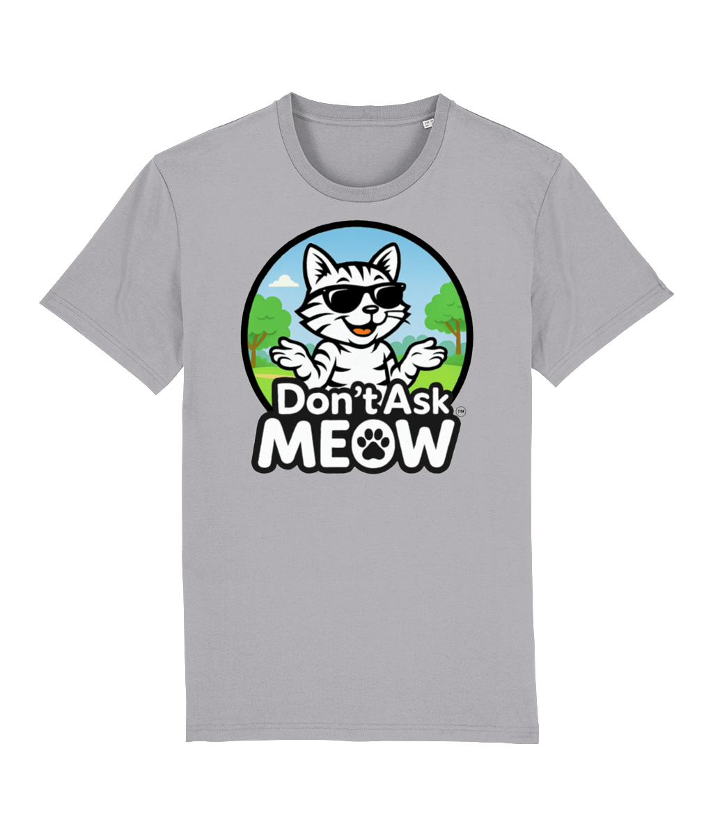 Don't Ask Meow Adults Logo T-Shirt Grey