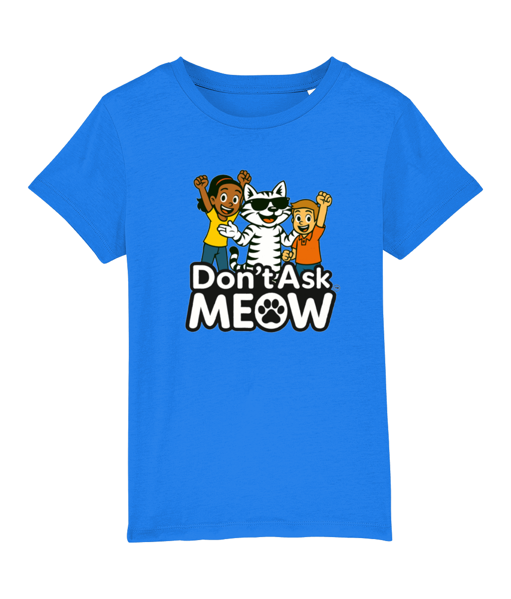 Don't Ask Meow Children's Character T-Shirt Blue