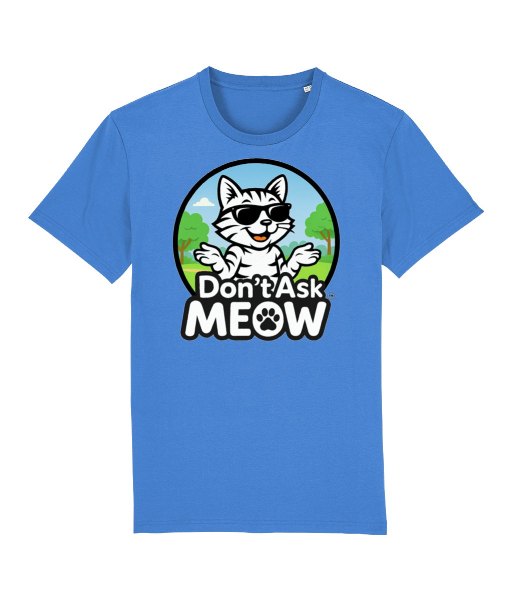 Don't Ask Meow Adults Logo T-Shirt Blue