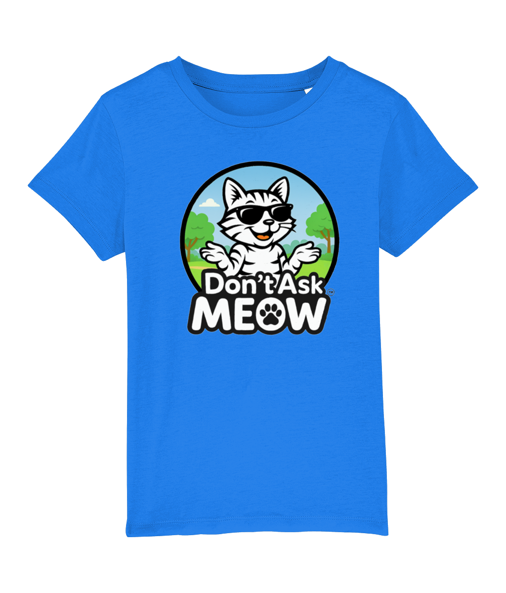 Don't Ask Meow Children's Logo T-Shirt Blue