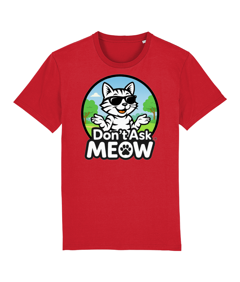 Don't Ask Meow Adults Logo T-Shirt Red