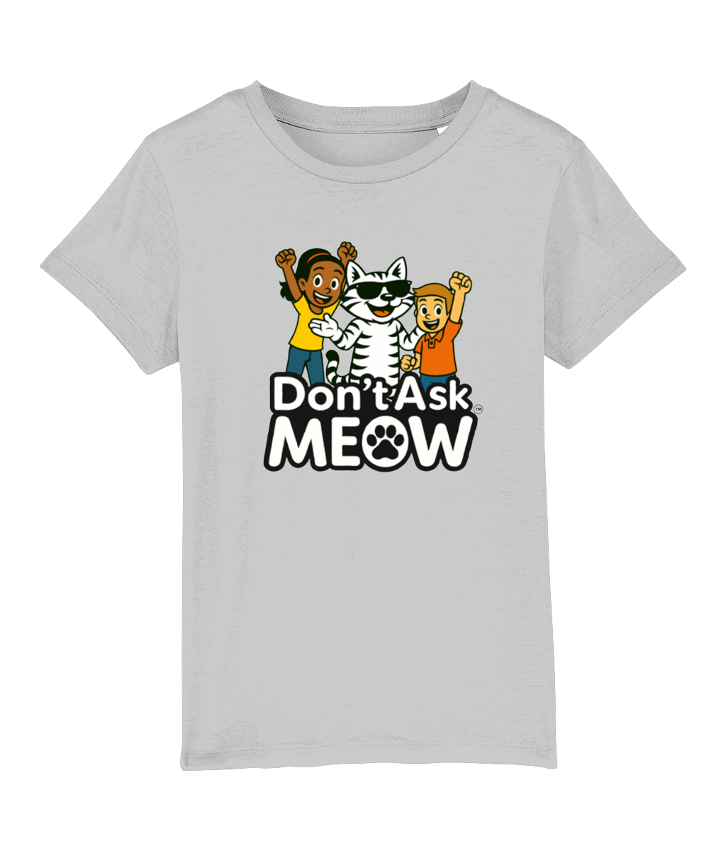Don't Ask Meow Children's Character T-Shirt Grey